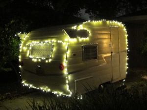 I didn't get around to putting up Christmas lights on my stationary house this year, but I didn't skimp on Junebug!